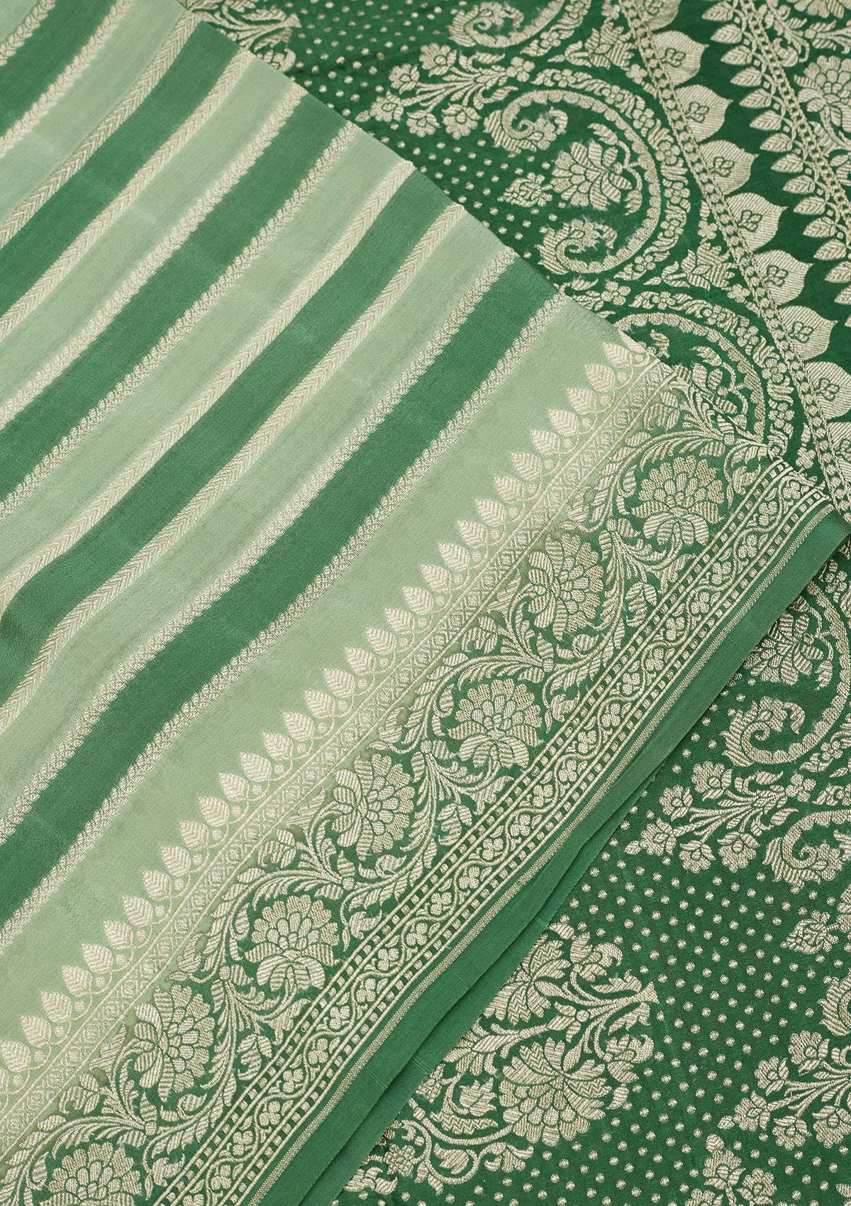 Sea Green Zariwork Pure Silk Saree-Koskii