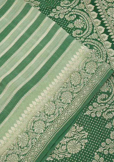 Sea Green Zariwork Pure Silk Saree-Koskii