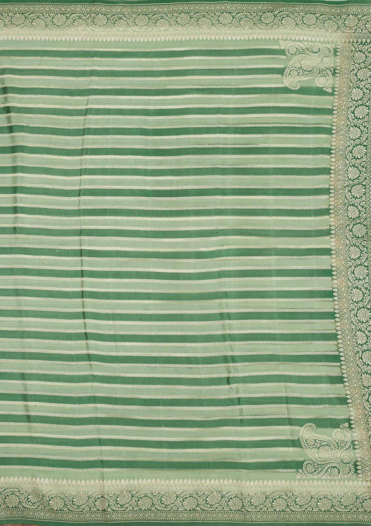 Sea Green Zariwork Pure Silk Saree-Koskii