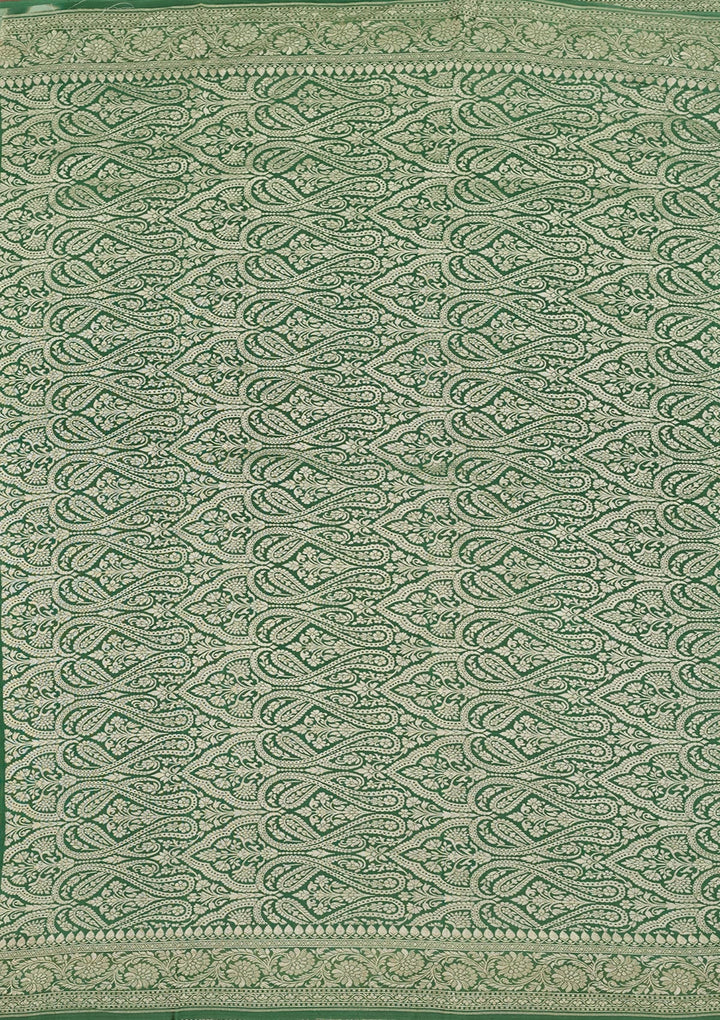 Sea Green Zariwork Pure Silk Saree-Koskii