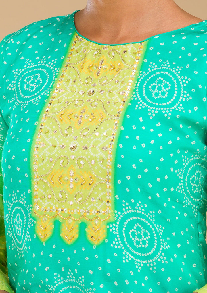 Sea Green Zariwork Semi Crepe Readymade Salwar Suit
