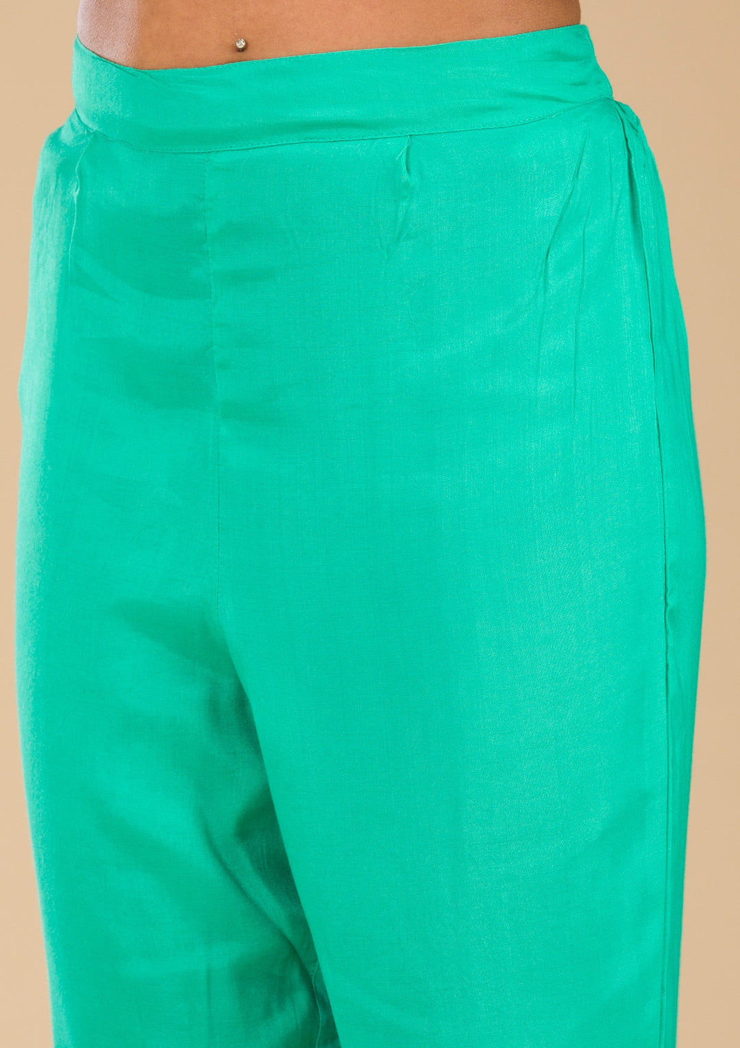 Sea Green Zariwork Semi Crepe Readymade Salwar Suit