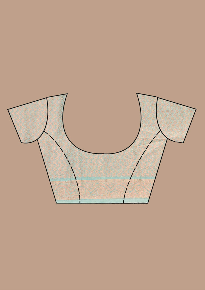 Sea Green Zariwork Soft Silk Saree-Koskii