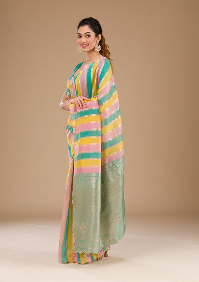 Sea Green Zariwork Tissue Saree