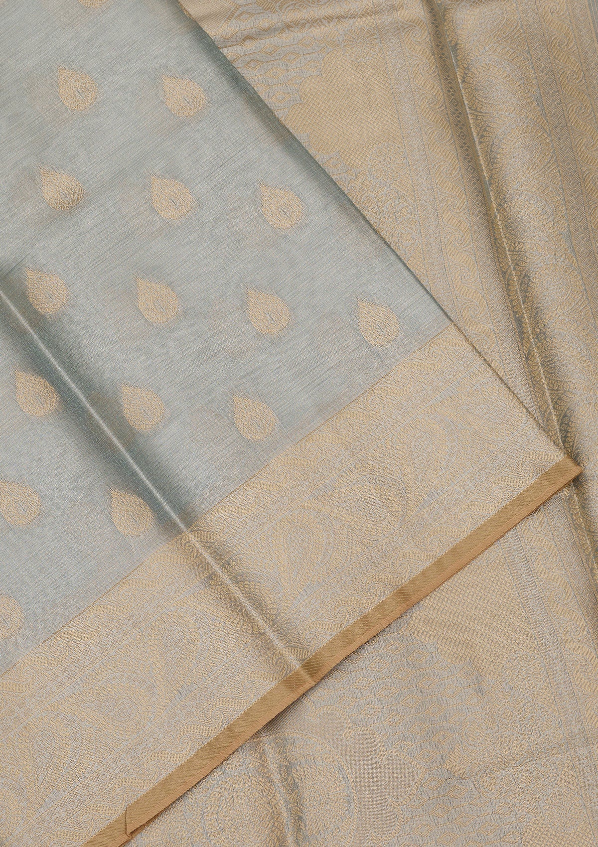 Sea Green Zariwork Tissue Saree-Koskii