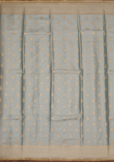 Sea Green Zariwork Tissue Saree-Koskii