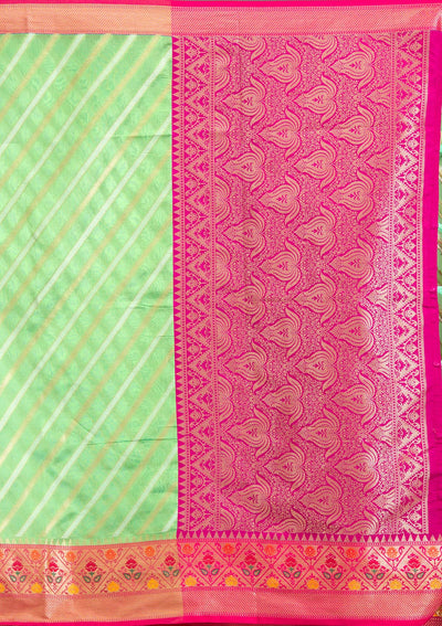 Sea Green Zariwork Tissue Saree-Koskii