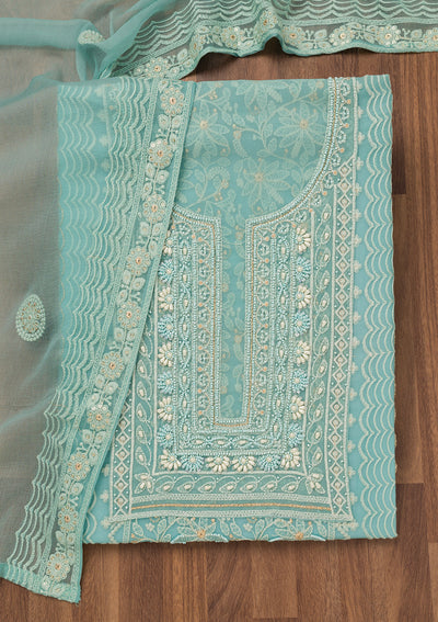 Sky Blue Chikankari Georgette Unstitched Salwar Suit