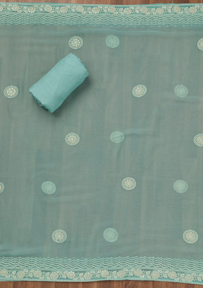 Sky Blue Chikankari Georgette Unstitched Salwar Suit