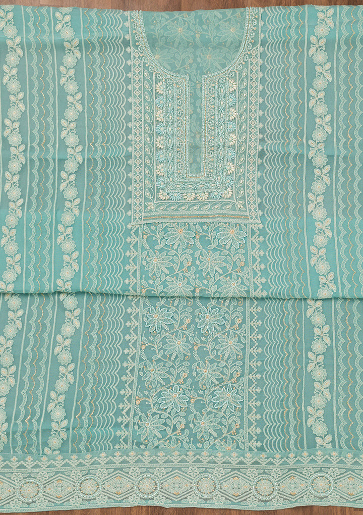 Sky Blue Chikankari Georgette Unstitched Salwar Suit