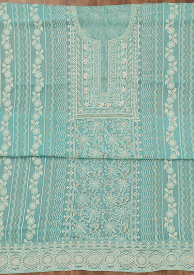 Sky Blue Chikankari Georgette Unstitched Salwar Suit
