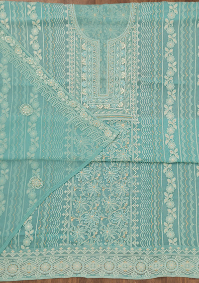 Sky Blue Chikankari Georgette Unstitched Salwar Suit