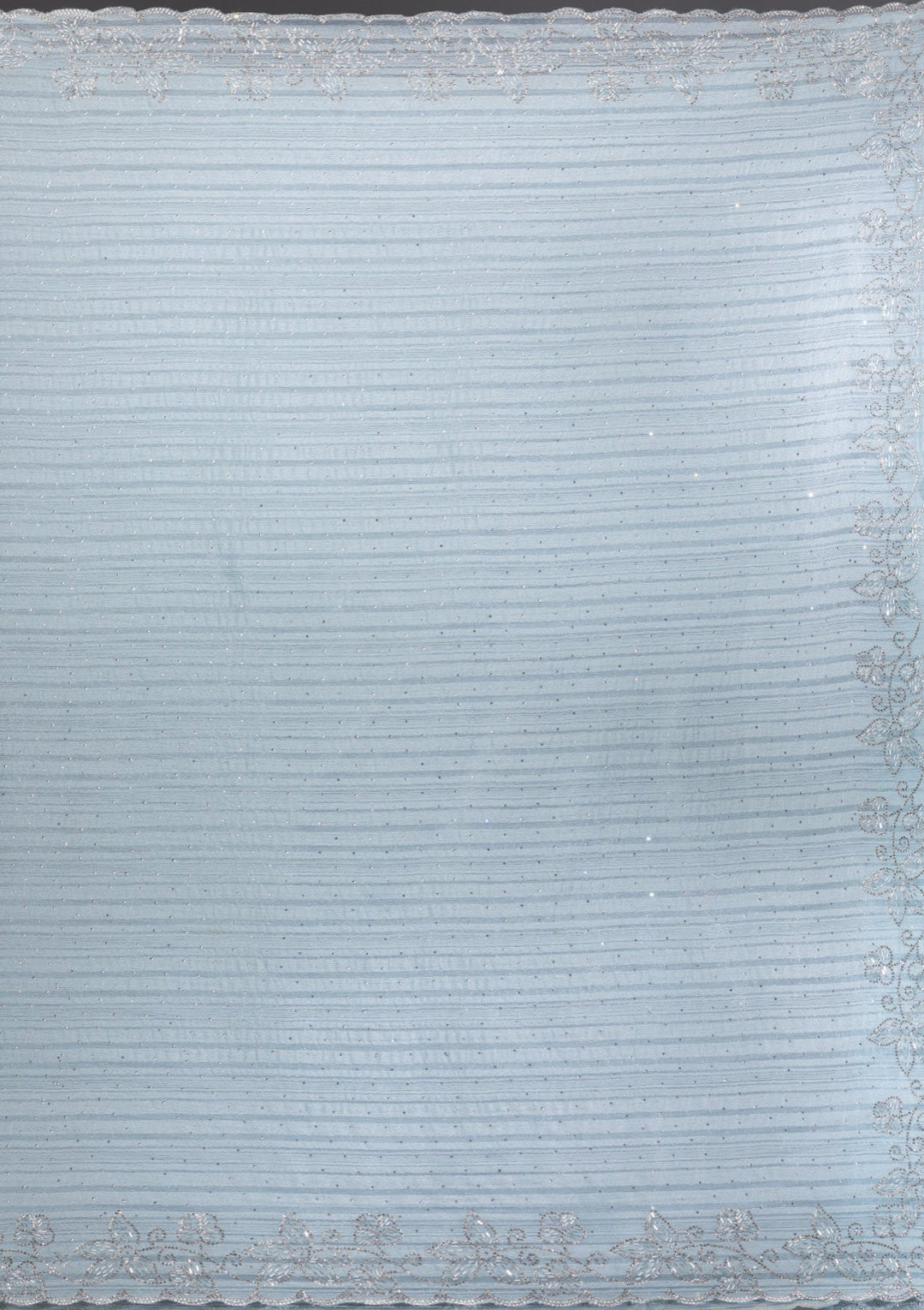 Sky Blue Stonework Chiffon Saree-Koskii