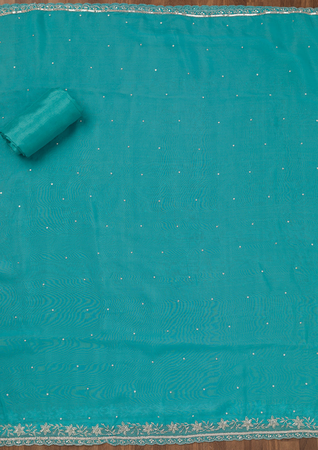 Sky Blue Stonework Tissue Unstitched Salwar Suit