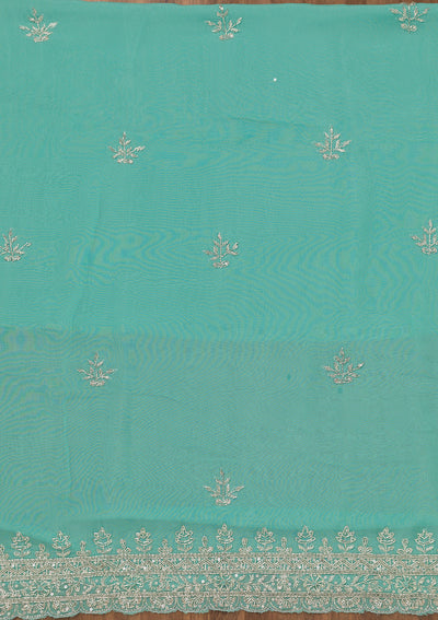 Sky Blue Stonework Tissue Unstitched Salwar Suit