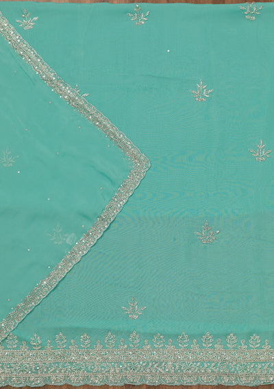 Sky Blue Stonework Tissue Unstitched Salwar Suit