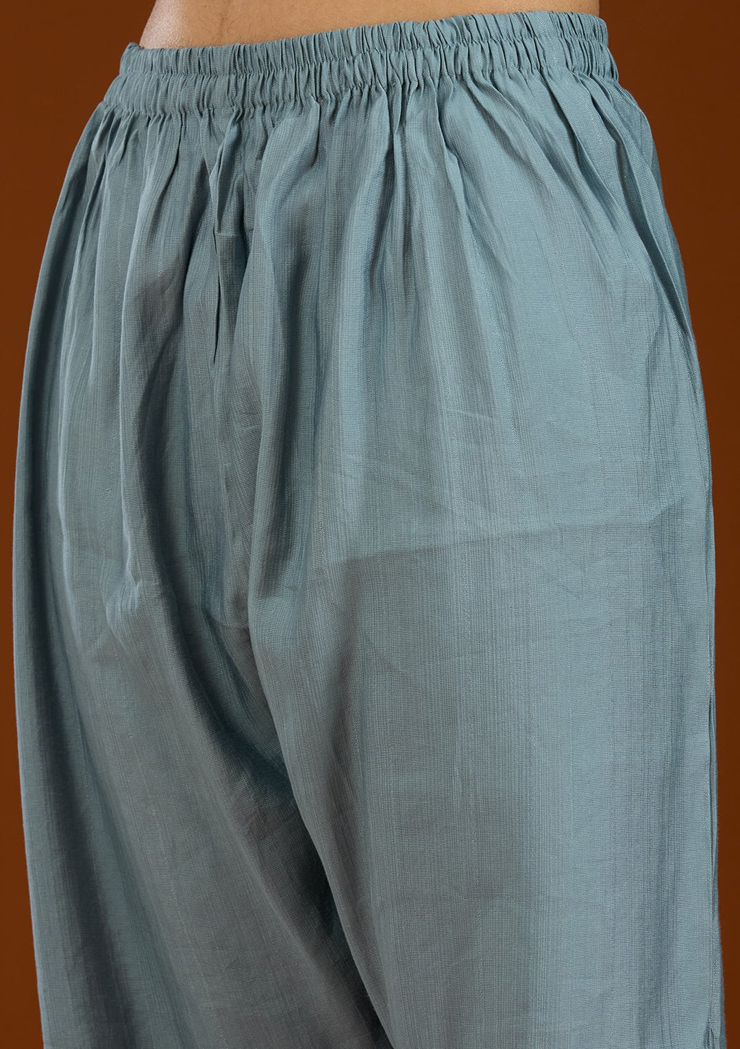 Sky Blue Threadwork Semi Crepe Readymade Salwar Suit-Koskii