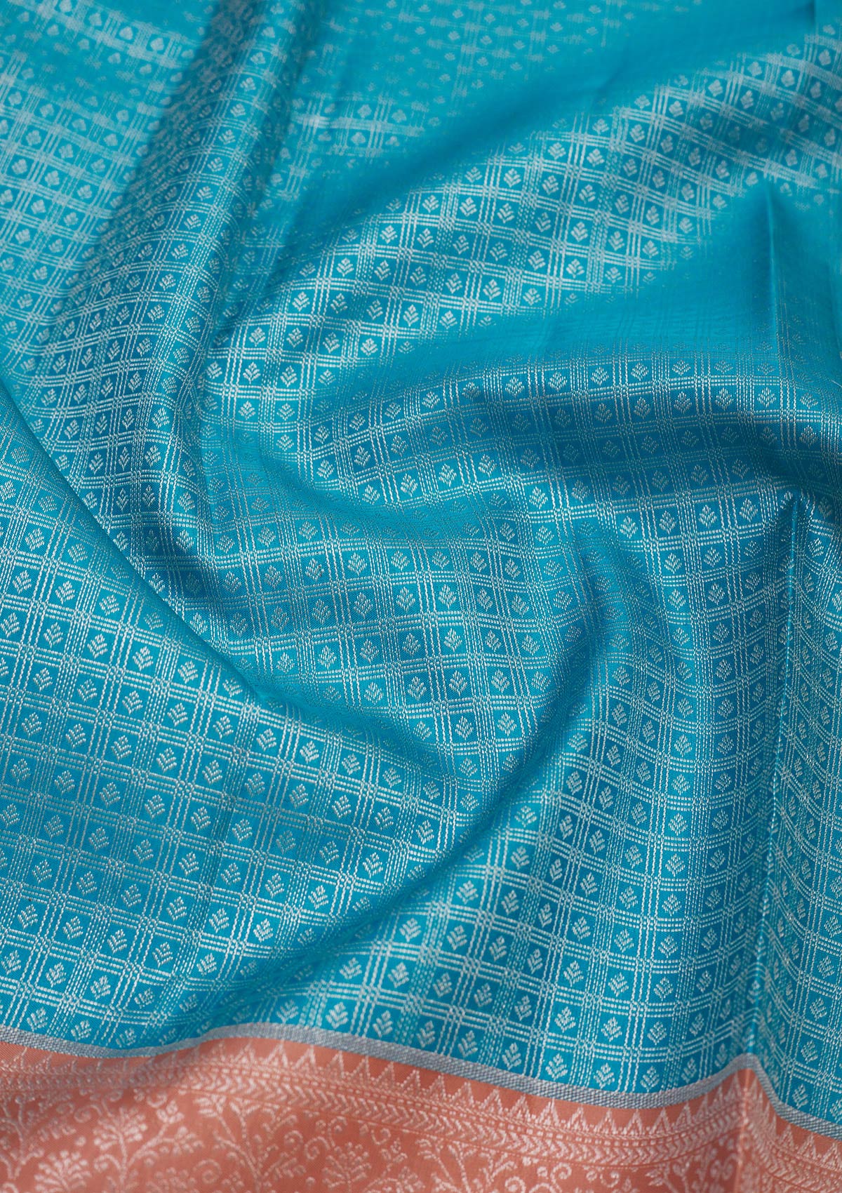 Sky Blue Zariwork Pure Silk Saree-Koskii