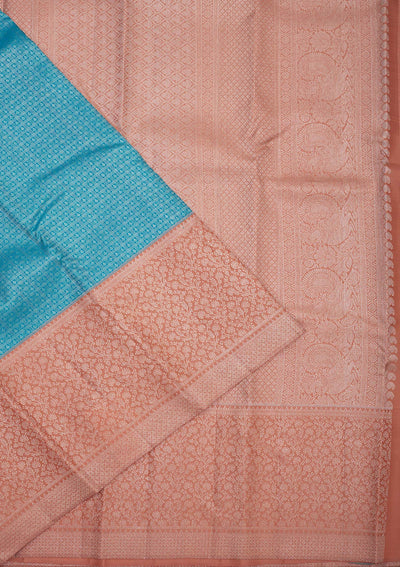 Sky Blue Zariwork Pure Silk Saree-Koskii