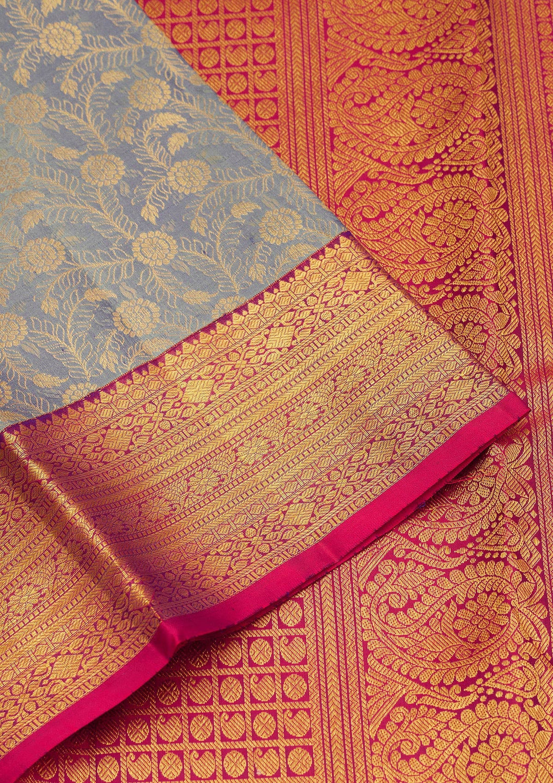 Sky Blue Zariwork Pure Silk Saree-Koskii