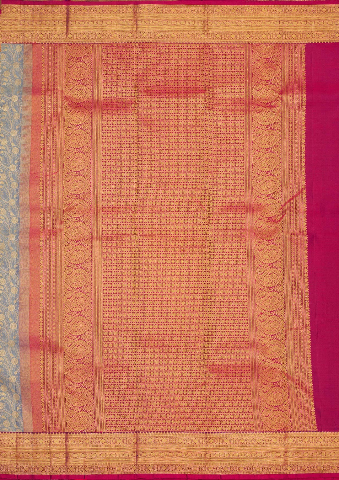 Sky Blue Zariwork Pure Silk Saree-Koskii