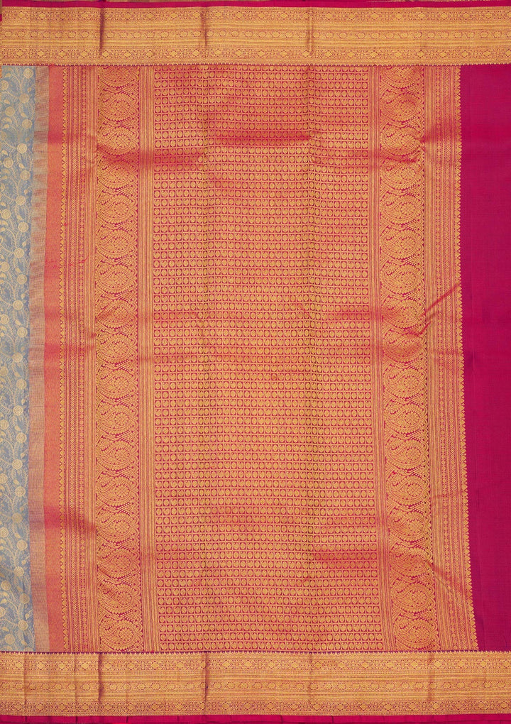 Sky Blue Zariwork Pure Silk Saree-Koskii