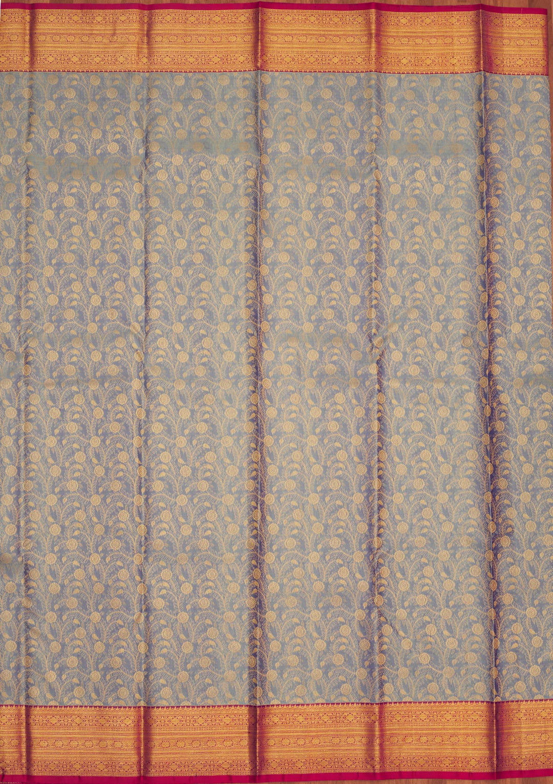 Sky Blue Zariwork Pure Silk Saree-Koskii