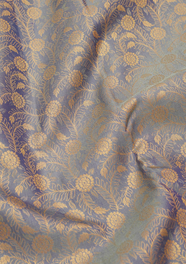 Sky Blue Zariwork Pure Silk Saree-Koskii