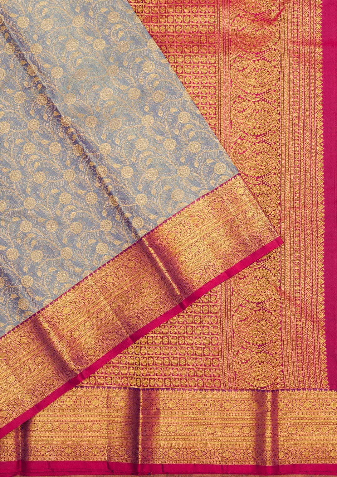 Sky Blue Zariwork Pure Silk Saree-Koskii