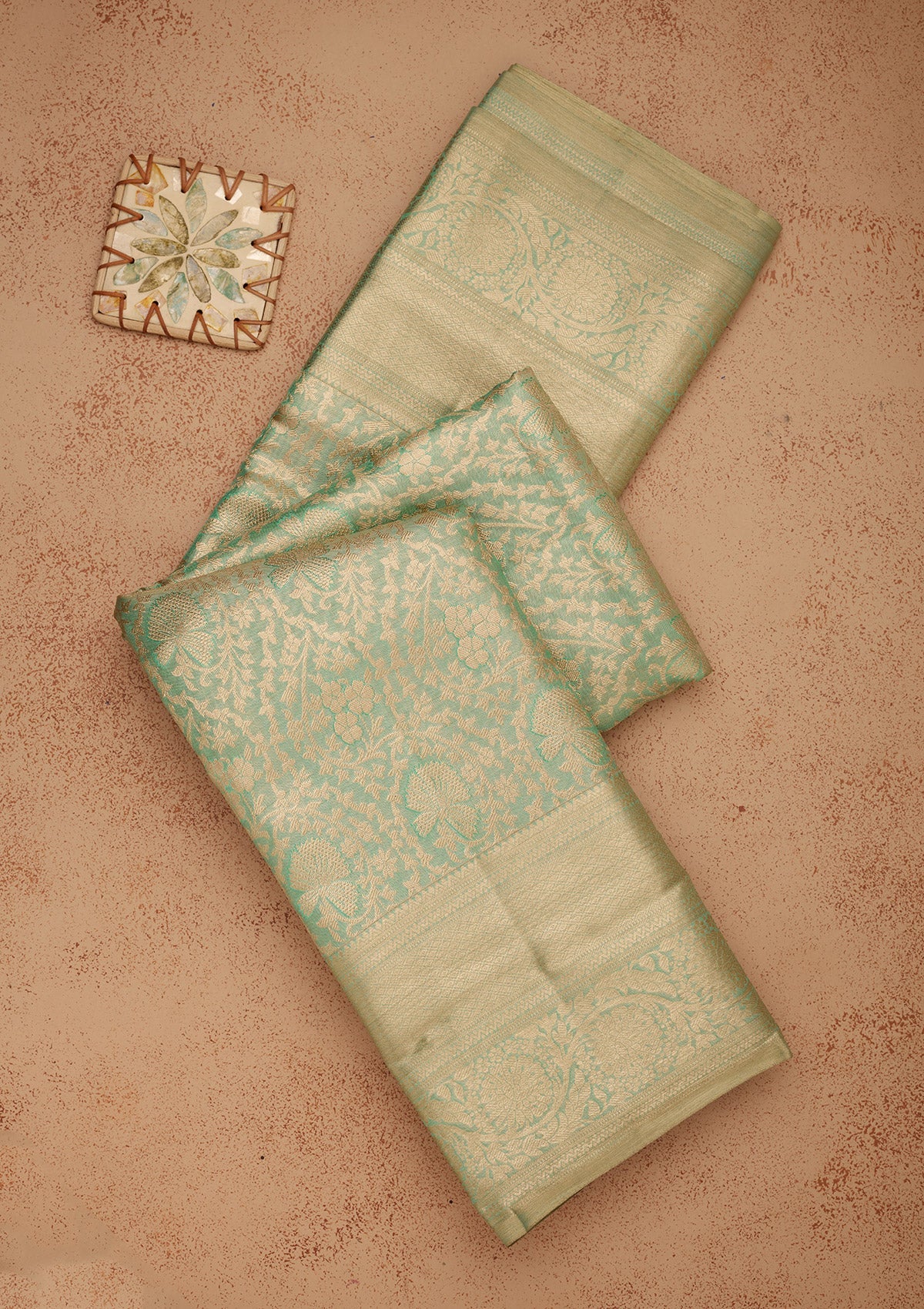 Sky Blue Zariwork Pure Silk Saree-Koskii