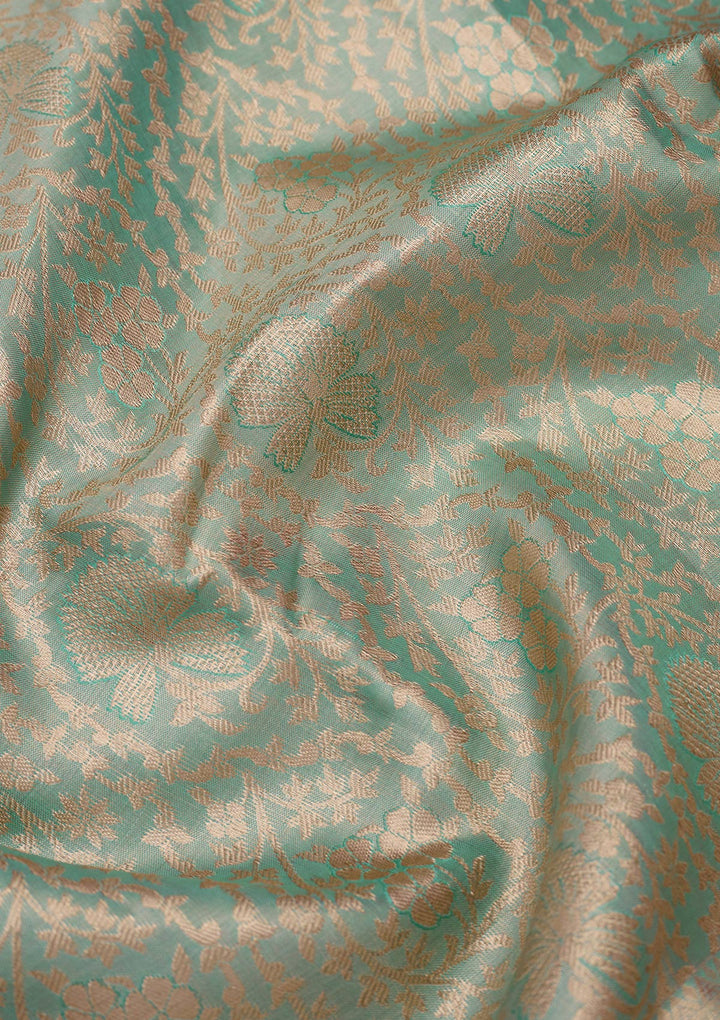 Sky Blue Zariwork Pure Silk Saree-Koskii