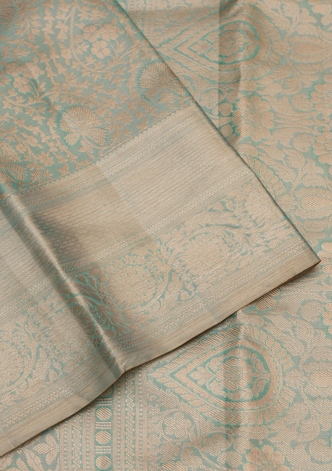 Sky Blue Zariwork Pure Silk Saree-Koskii