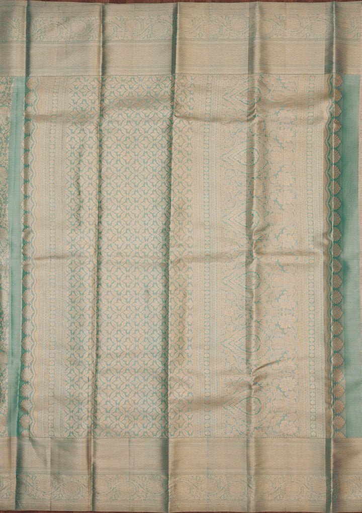 Sky Blue Zariwork Pure Silk Saree-Koskii