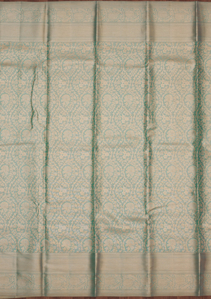 Sky Blue Zariwork Pure Silk Saree-Koskii