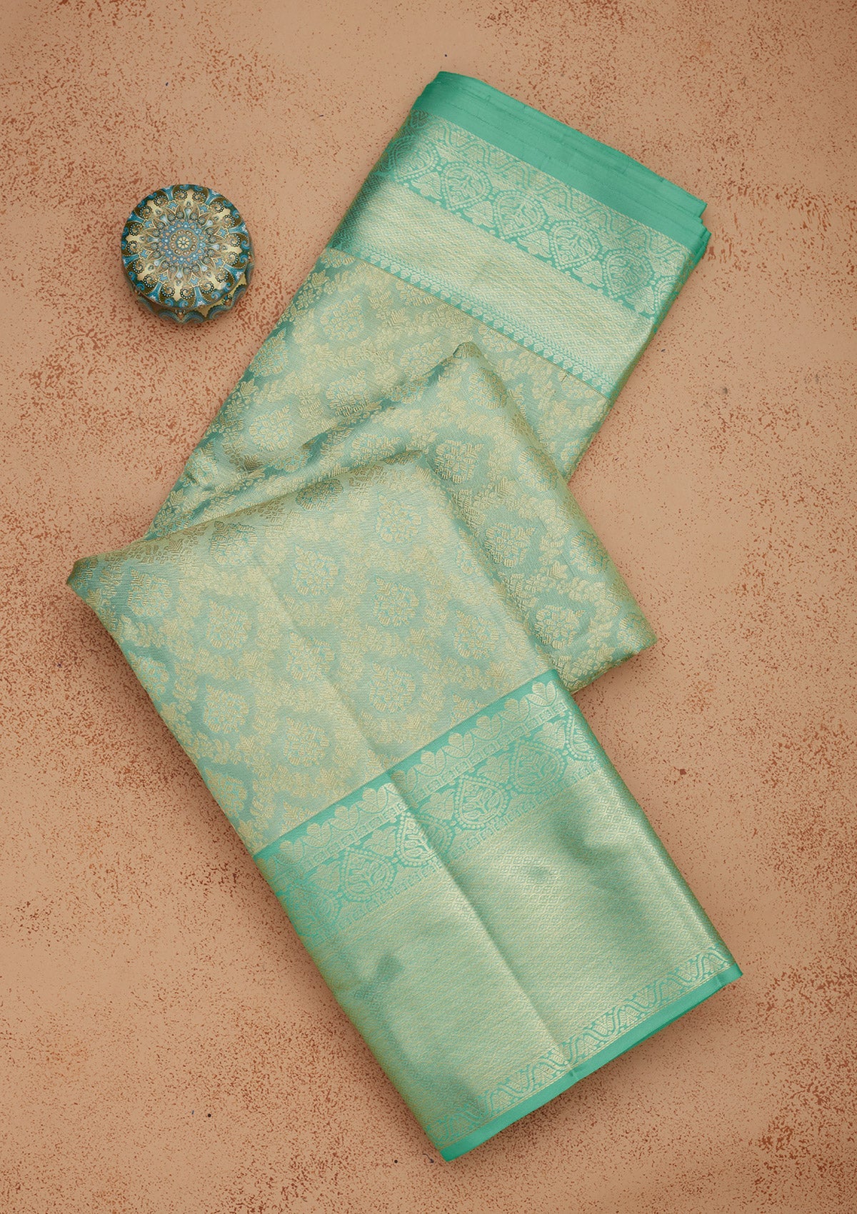 Sky Blue Zariwork Pure Silk Saree-Koskii