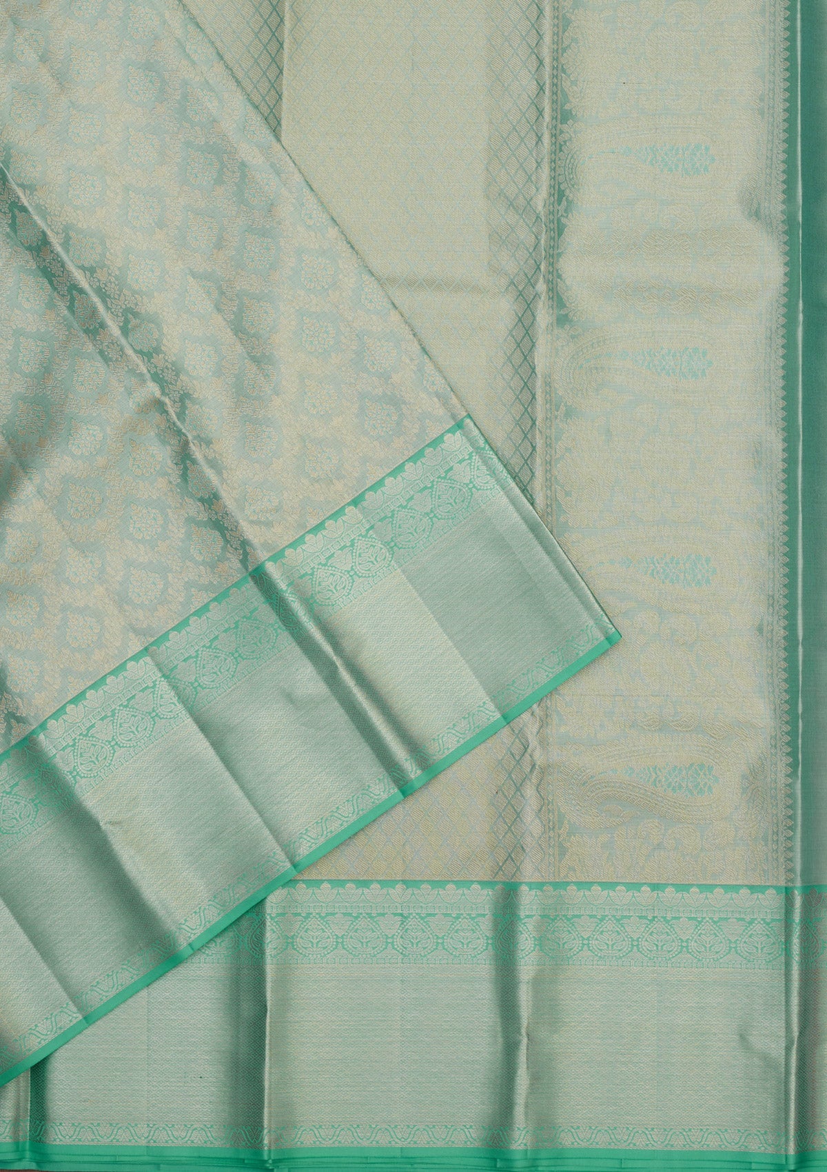 Sky Blue Zariwork Pure Silk Saree-Koskii