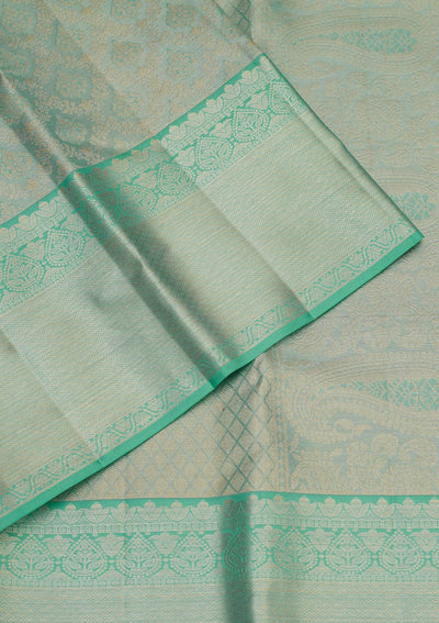 Sky Blue Zariwork Pure Silk Saree-Koskii