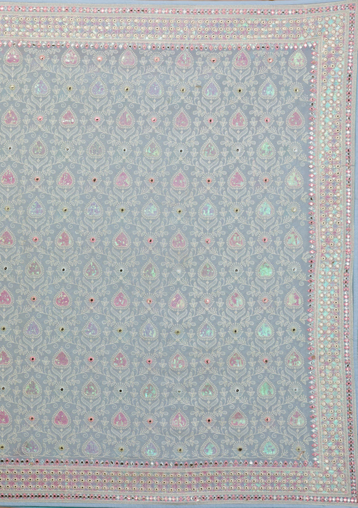 Sky Blue Gotapatti Georgette Saree-Koskii