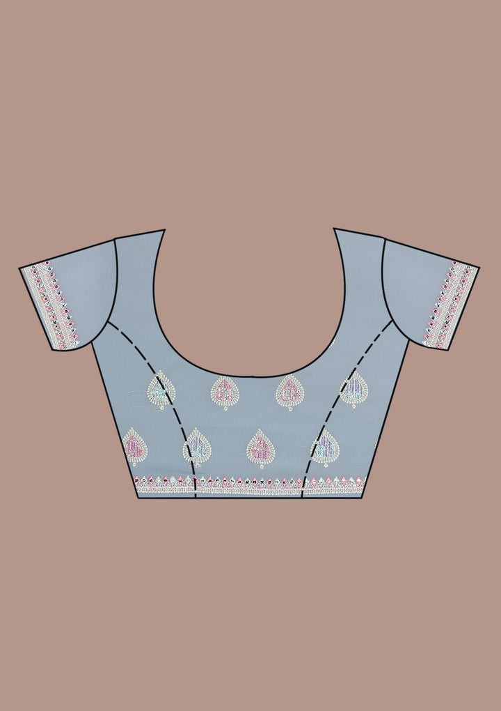 Sky Blue Gotapatti Georgette Saree-Koskii