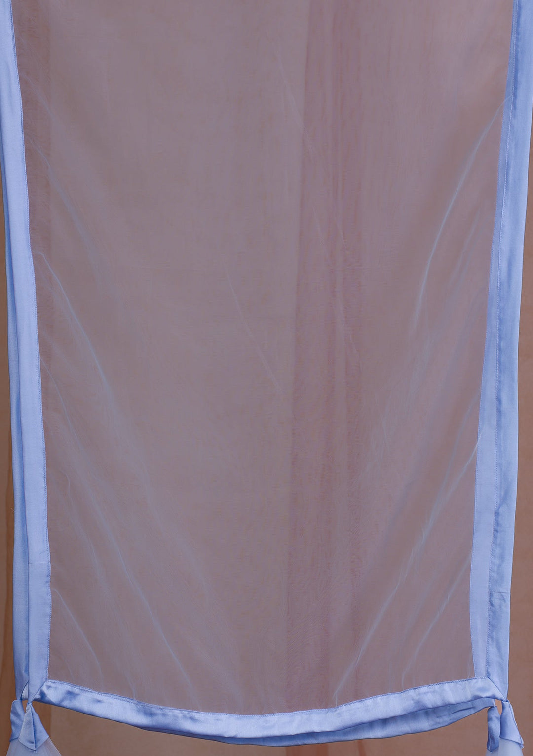 Sky Blue Mirrorwork Net Readymade Lehenga-Koskii