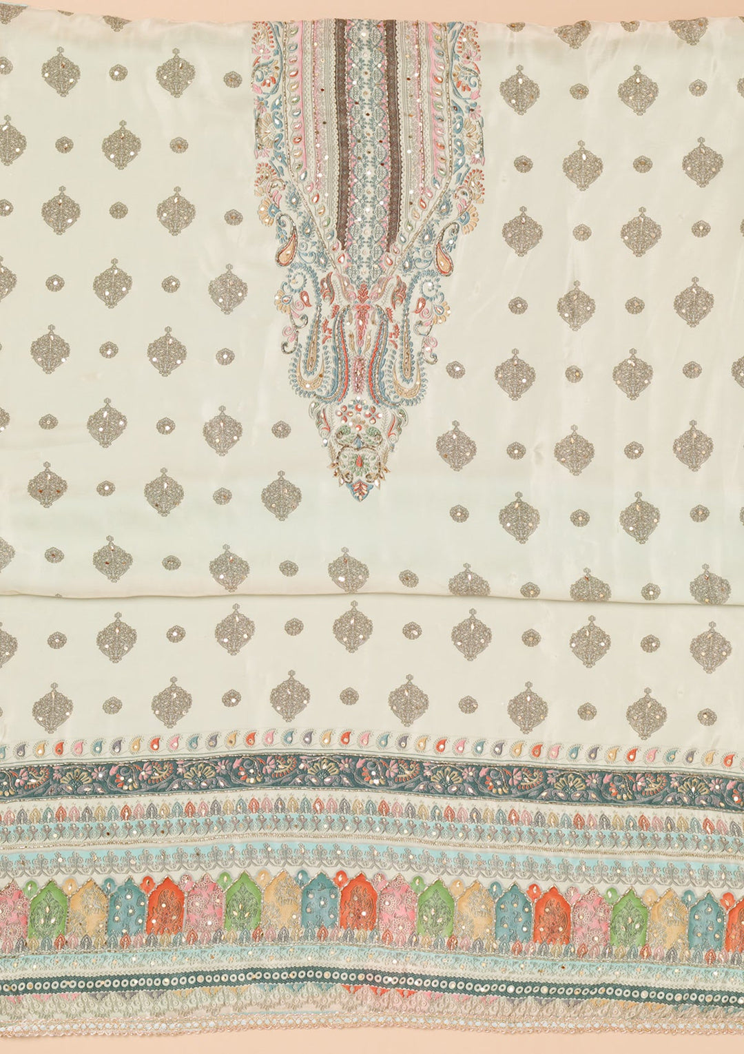 Sky Blue Printed Georgette Unstitched Salwar Suit-Koskii