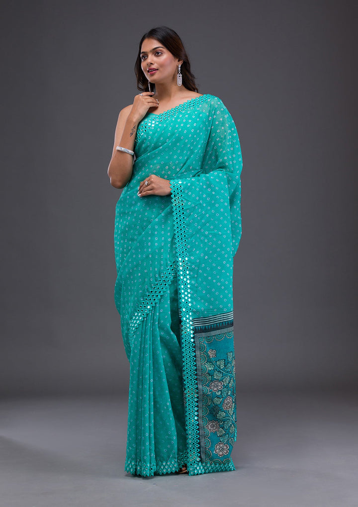Pink Stonework Georgette Designer Saree-Koskii