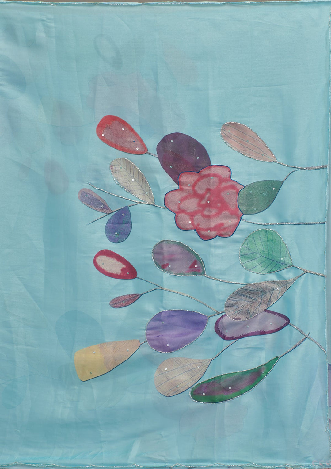 Sky Blue Printed Tissue Saree-Koskii