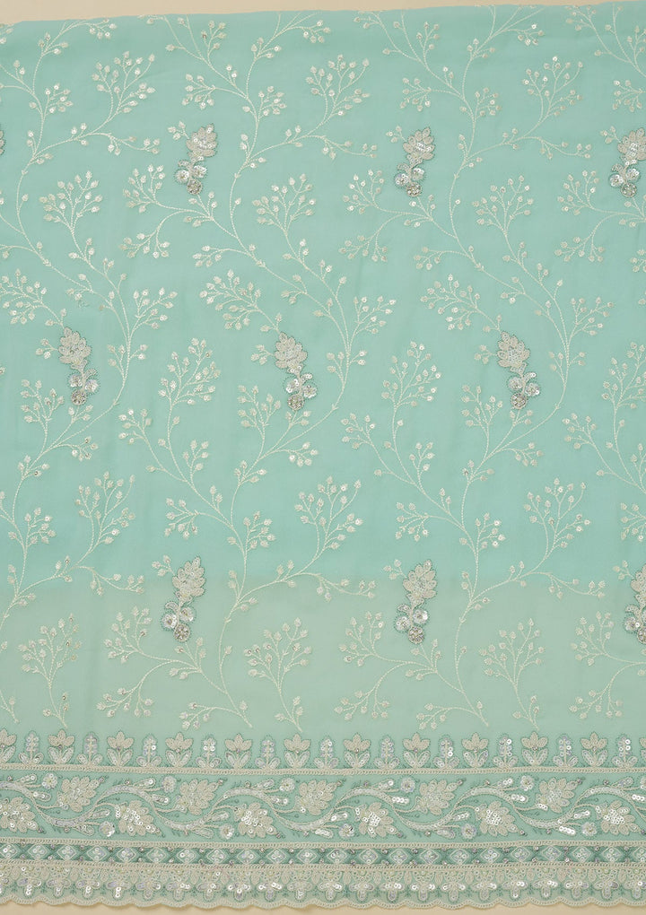 Sky Blue Sequins Georgette Unstitched Salwar Suit-Koskii