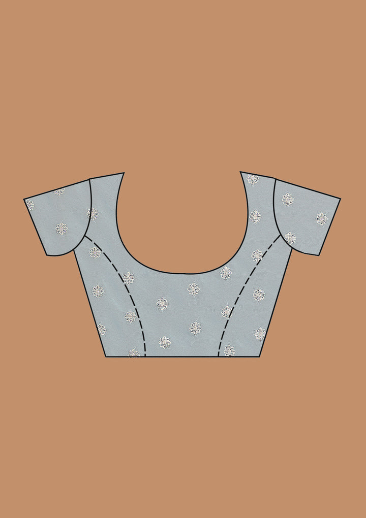 Sky Blue Sequins Georgette Saree-Koskii