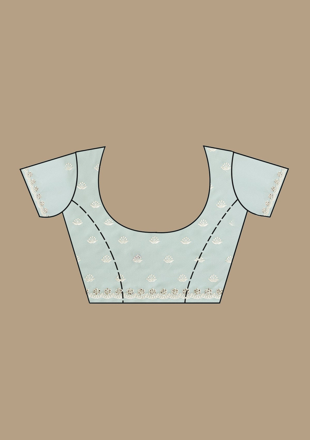 Sky Blue Sequins Georgette Saree-Koskii