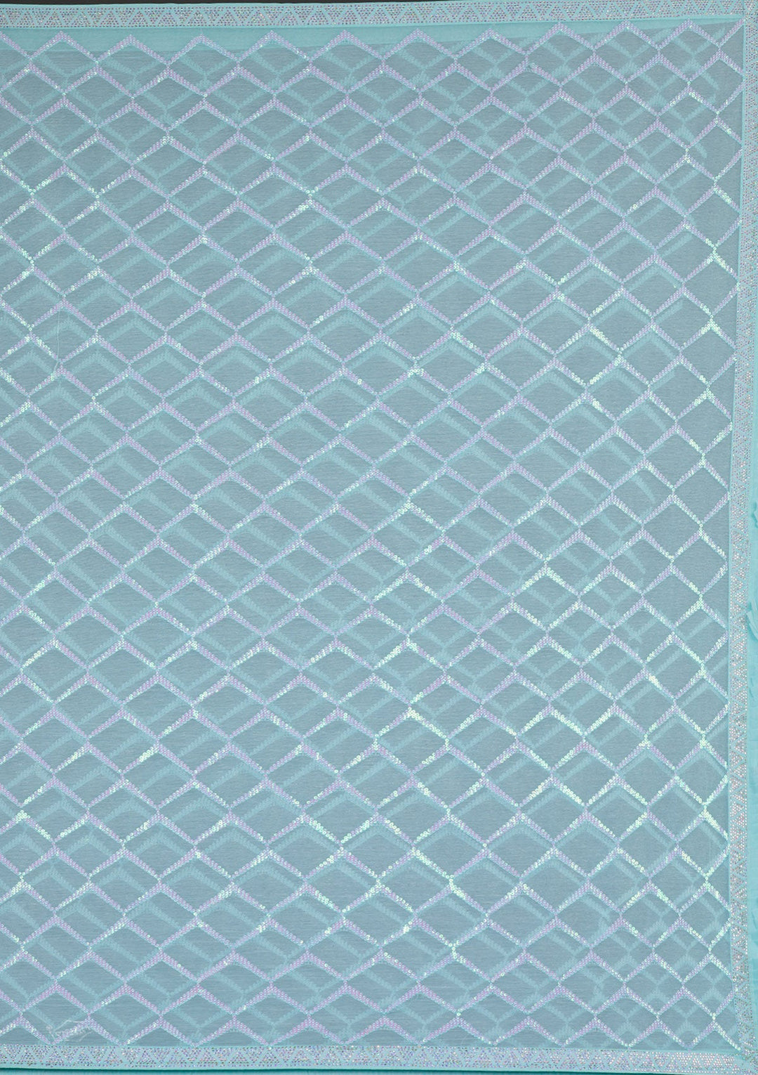 Sky Blue Sequins Shimmer Georgette Saree-Koskii
