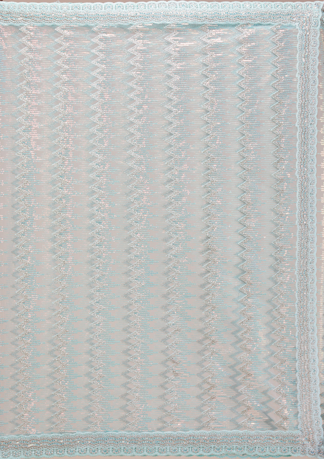 Sky Blue Sequins Tissue Saree