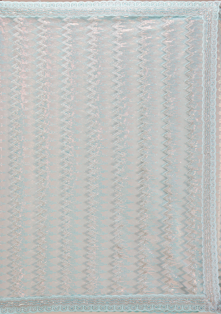 Sky Blue Sequins Tissue Saree