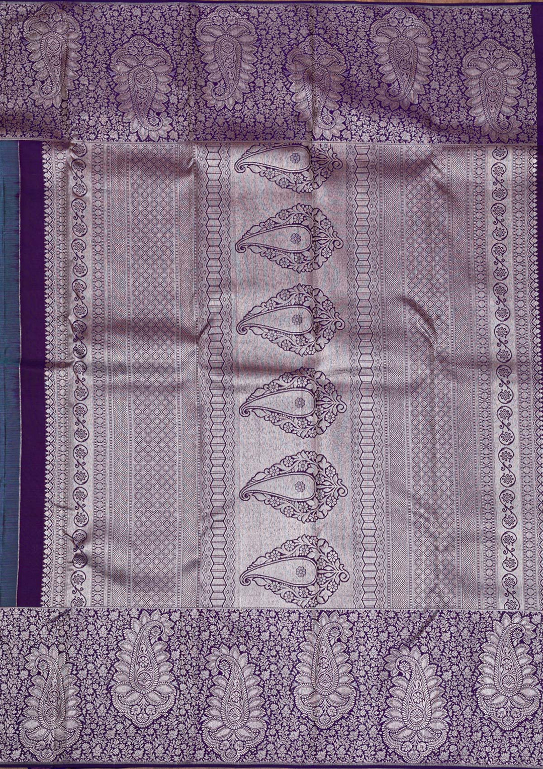 Sky Blue Silver Zariwork Pure Silk Saree-Koskii